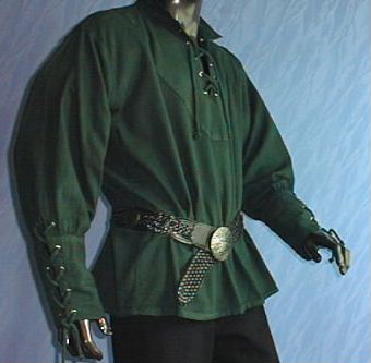Mittelalterhemd mit Stehkragen, geschnürt
