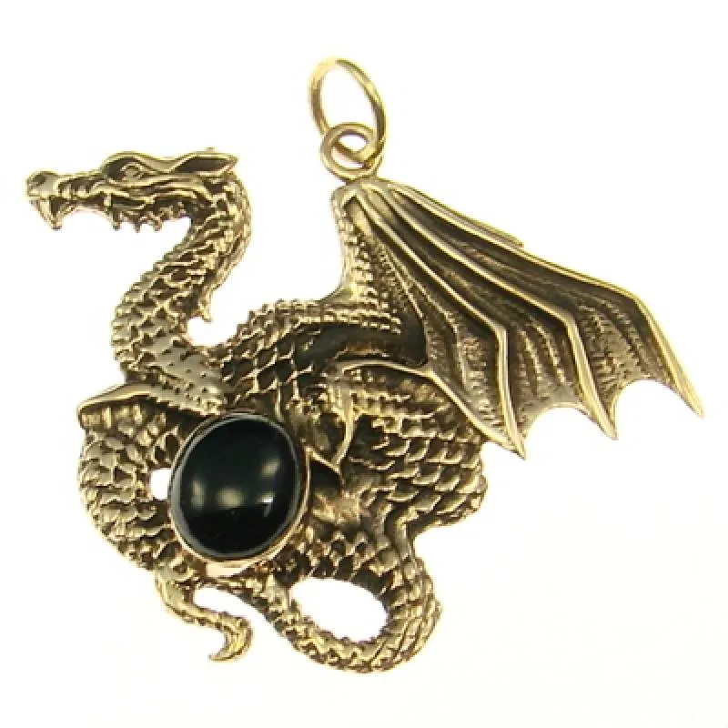 Bronzeanhänger Drache mit Stein