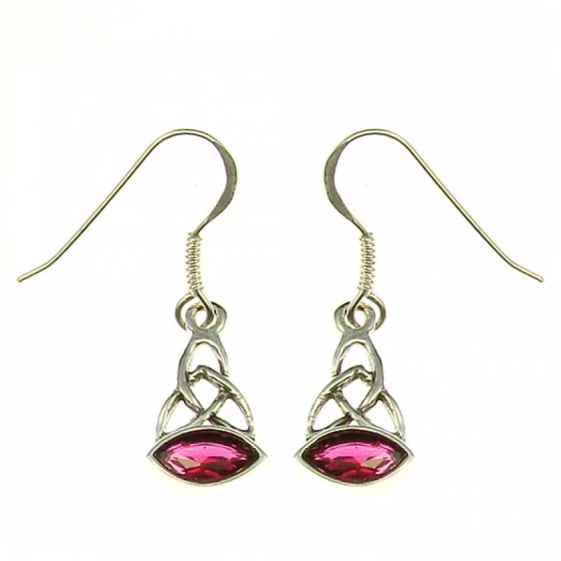 Silber OhrhängerTriquetta mit rotem Stein