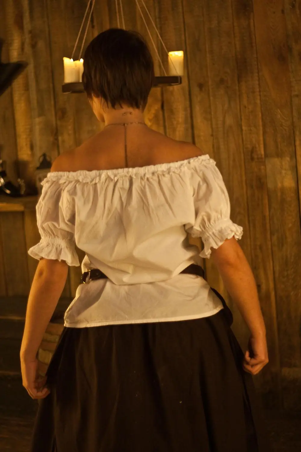 Mittelalterbluse mit Rüschen, Kurzarm