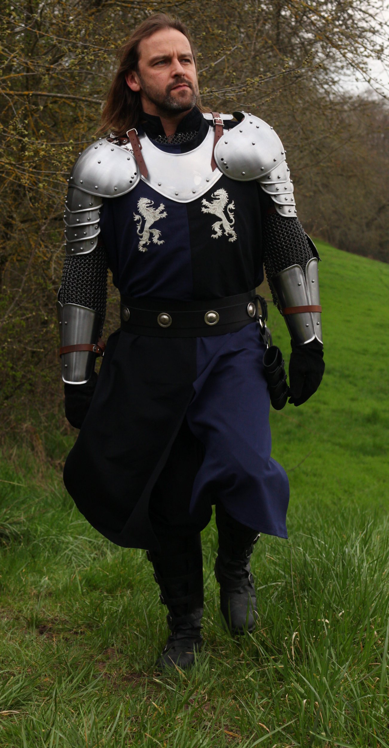 Wappenrock mit Stickerei Silberne Löwen