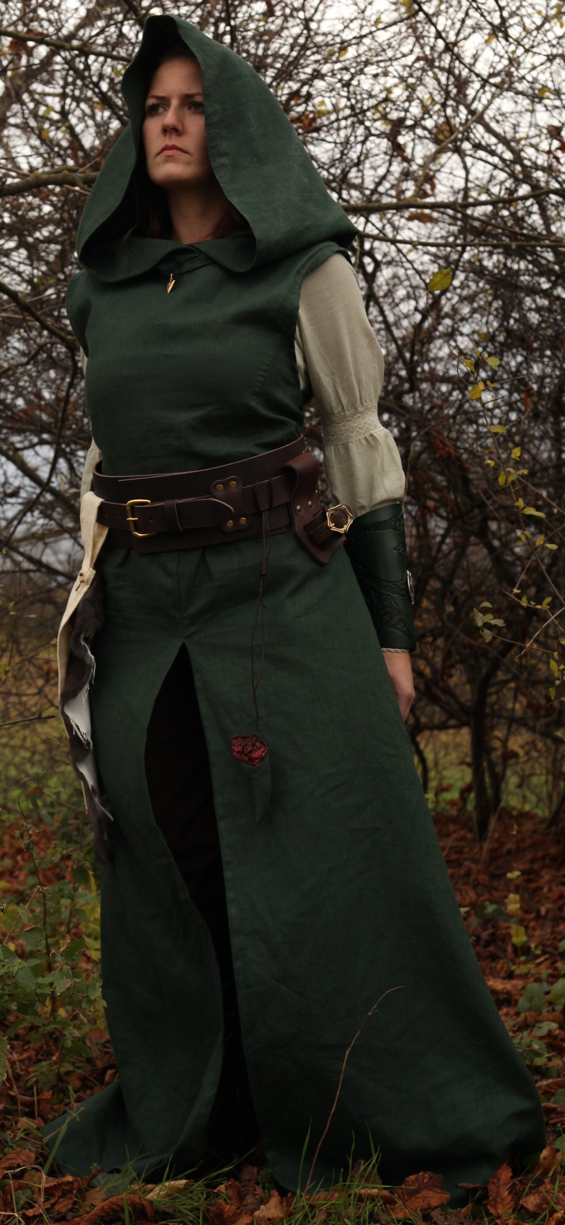 Damen Leinen-Tunika mit Kapuze