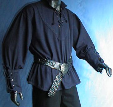 Mittelalterhemd mit Stehkragen, geschnürt