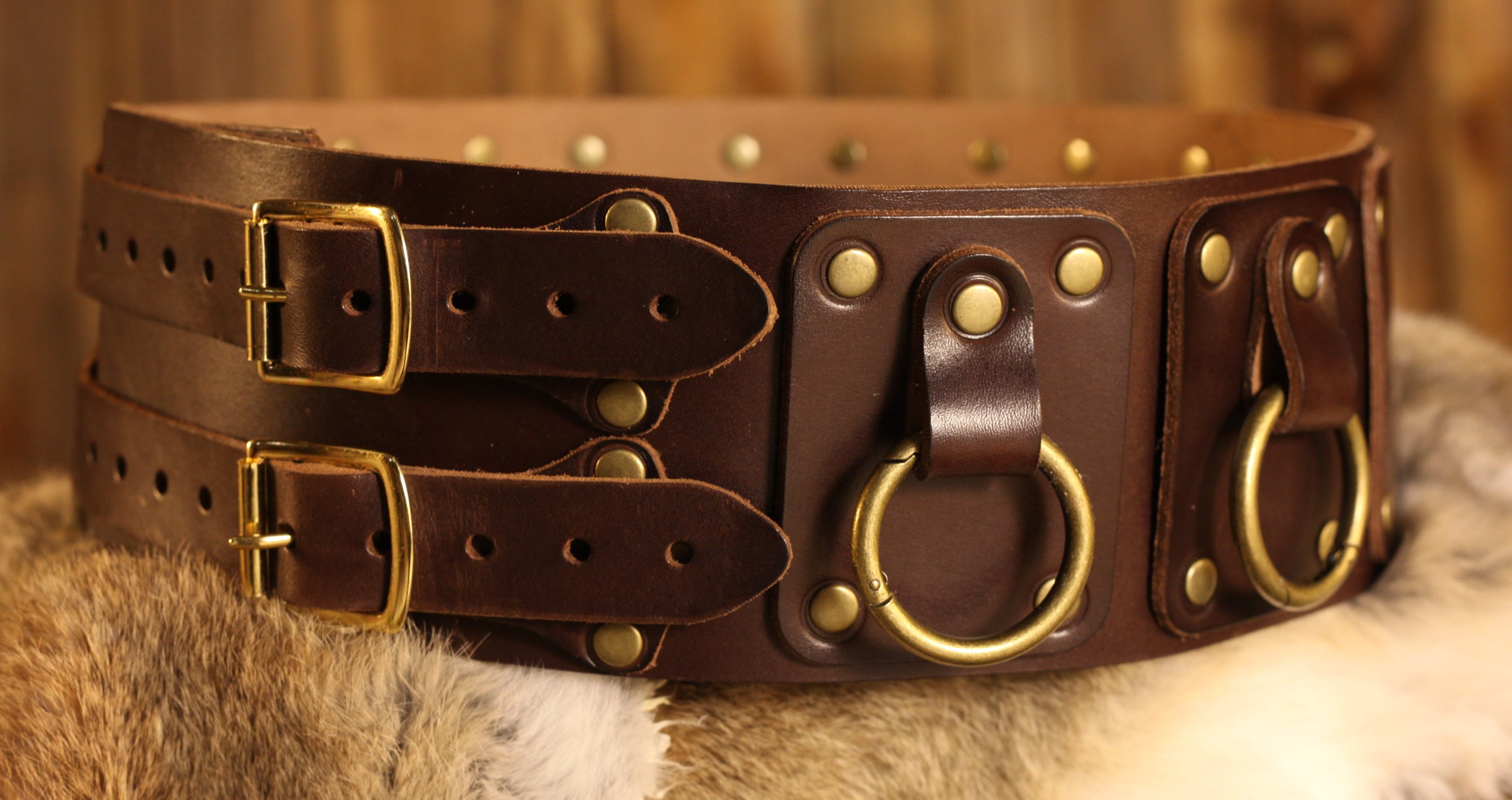 Breitgürtel aus Leder, 10cm, mit Ringen