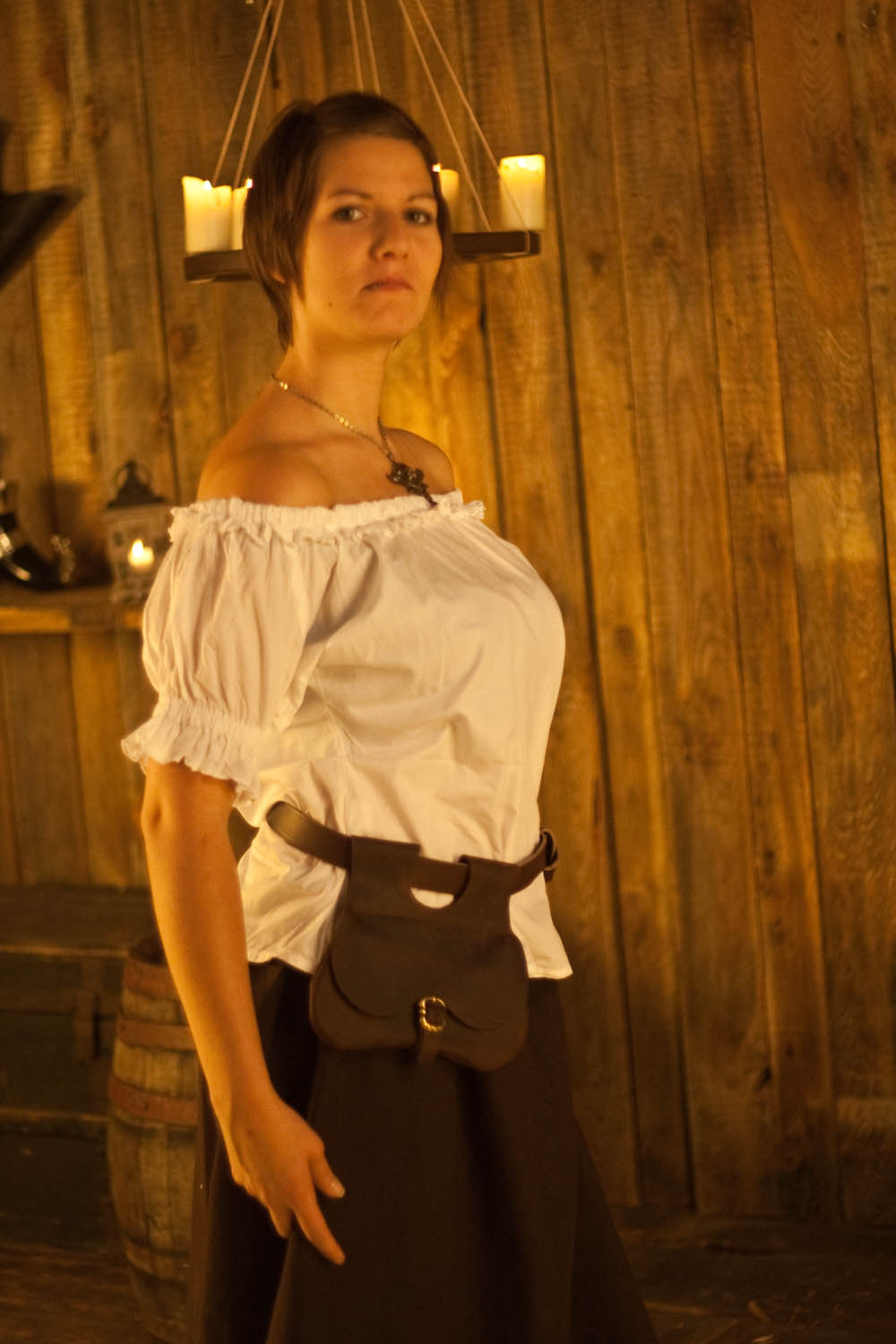 Mittelalterbluse mit Rüschen, Kurzarm