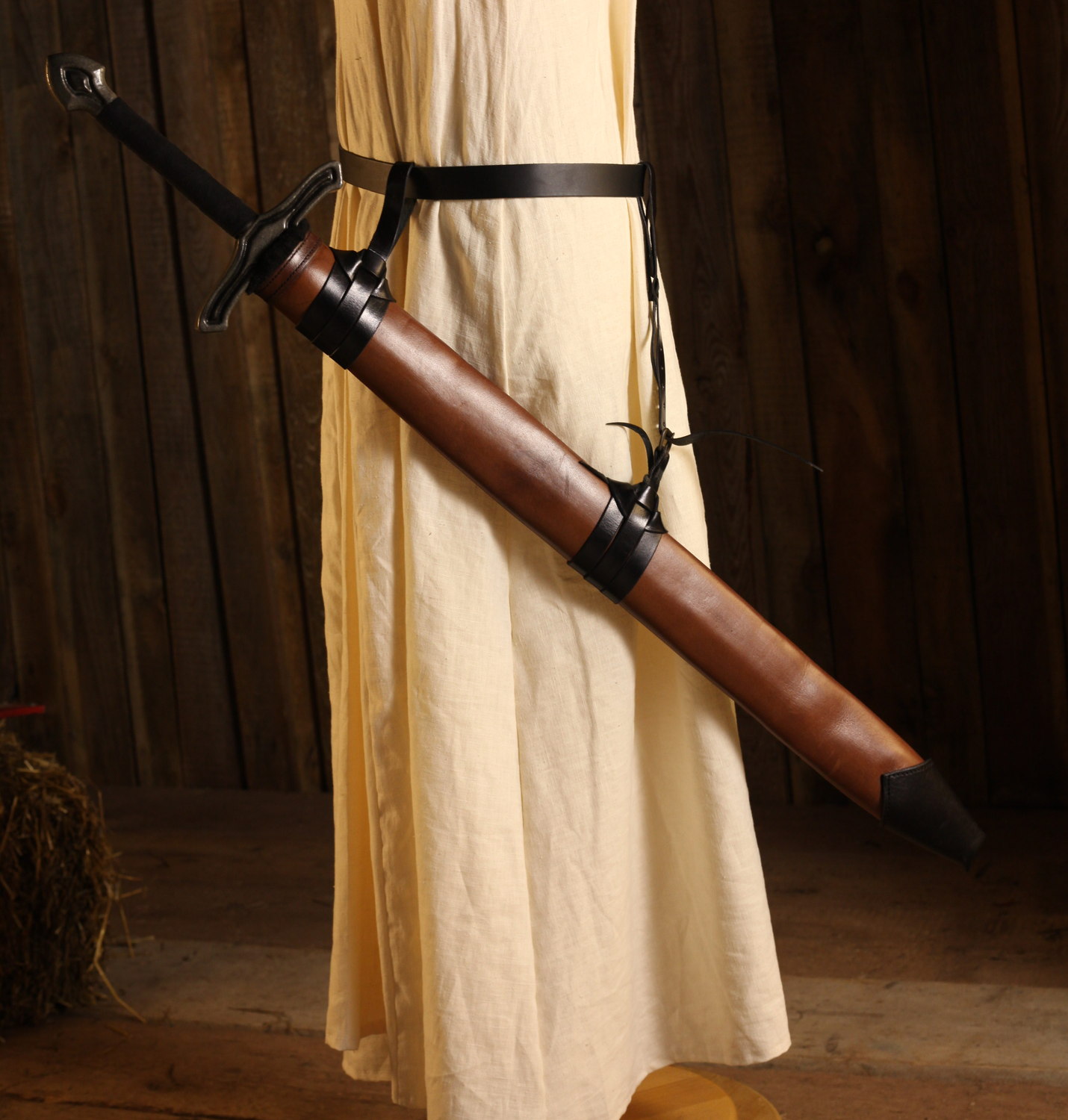 Schwertscheide lang Rechtshänder braun