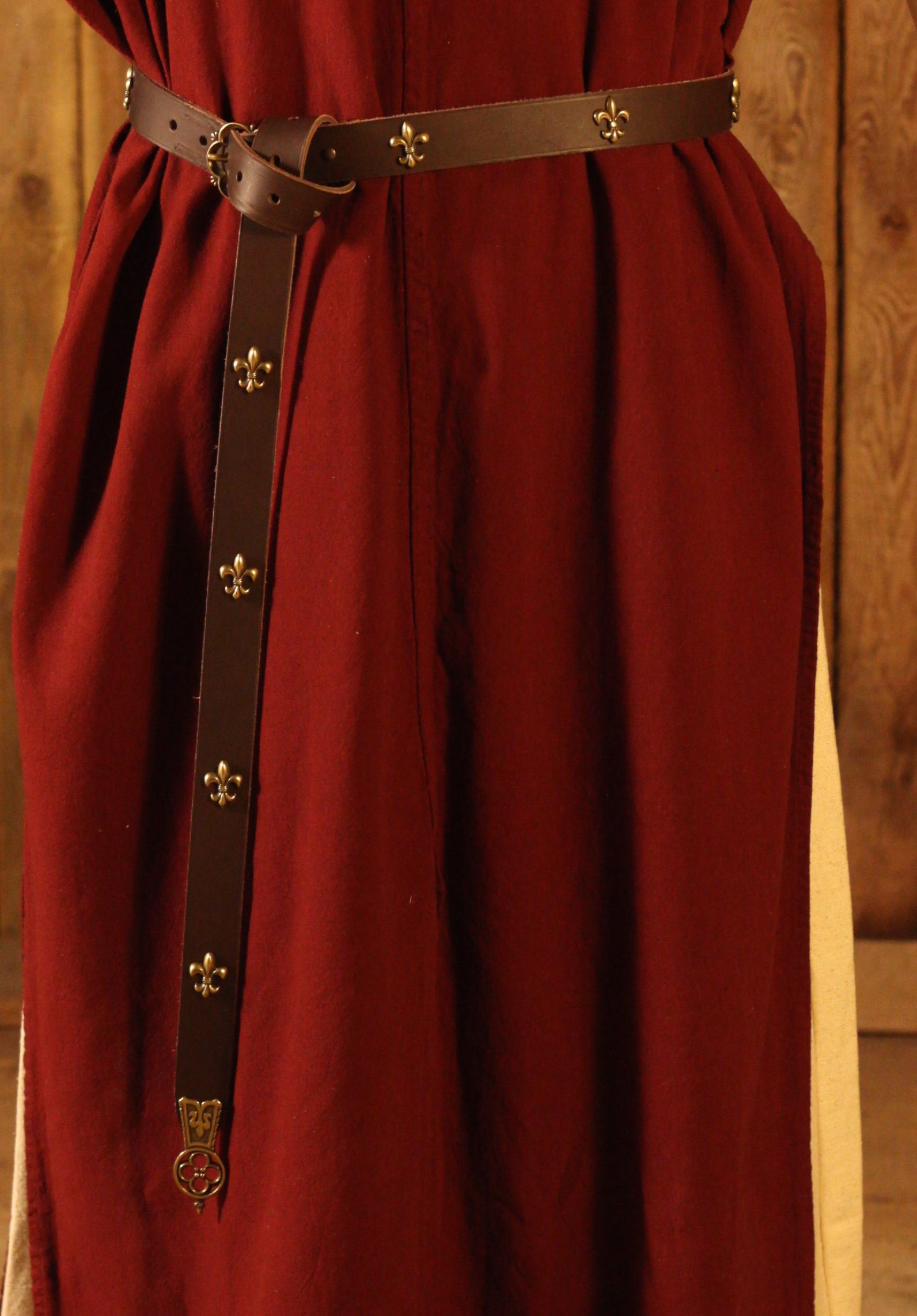 Edler Langgürtel Fleur de Lys, braun, 3cm