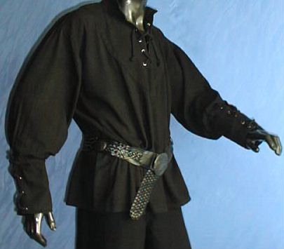 Mittelalterhemd mit Stehkragen, geschnürt
