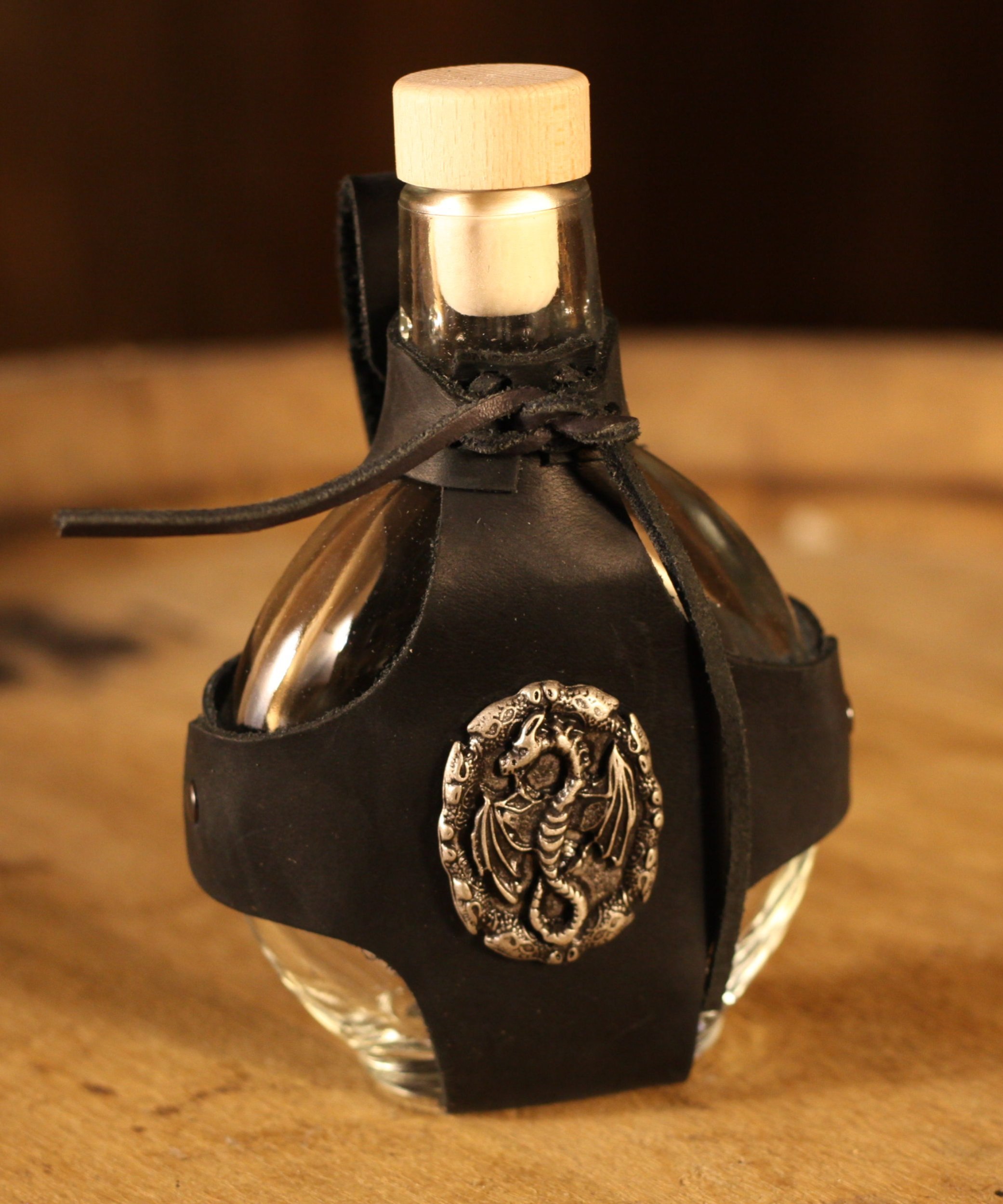 Flachmann mit Halter, 200ml, Drache