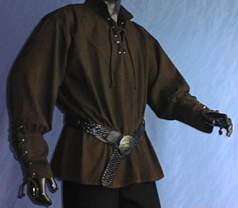 Mittelalterhemd mit Stehkragen, geschnürt