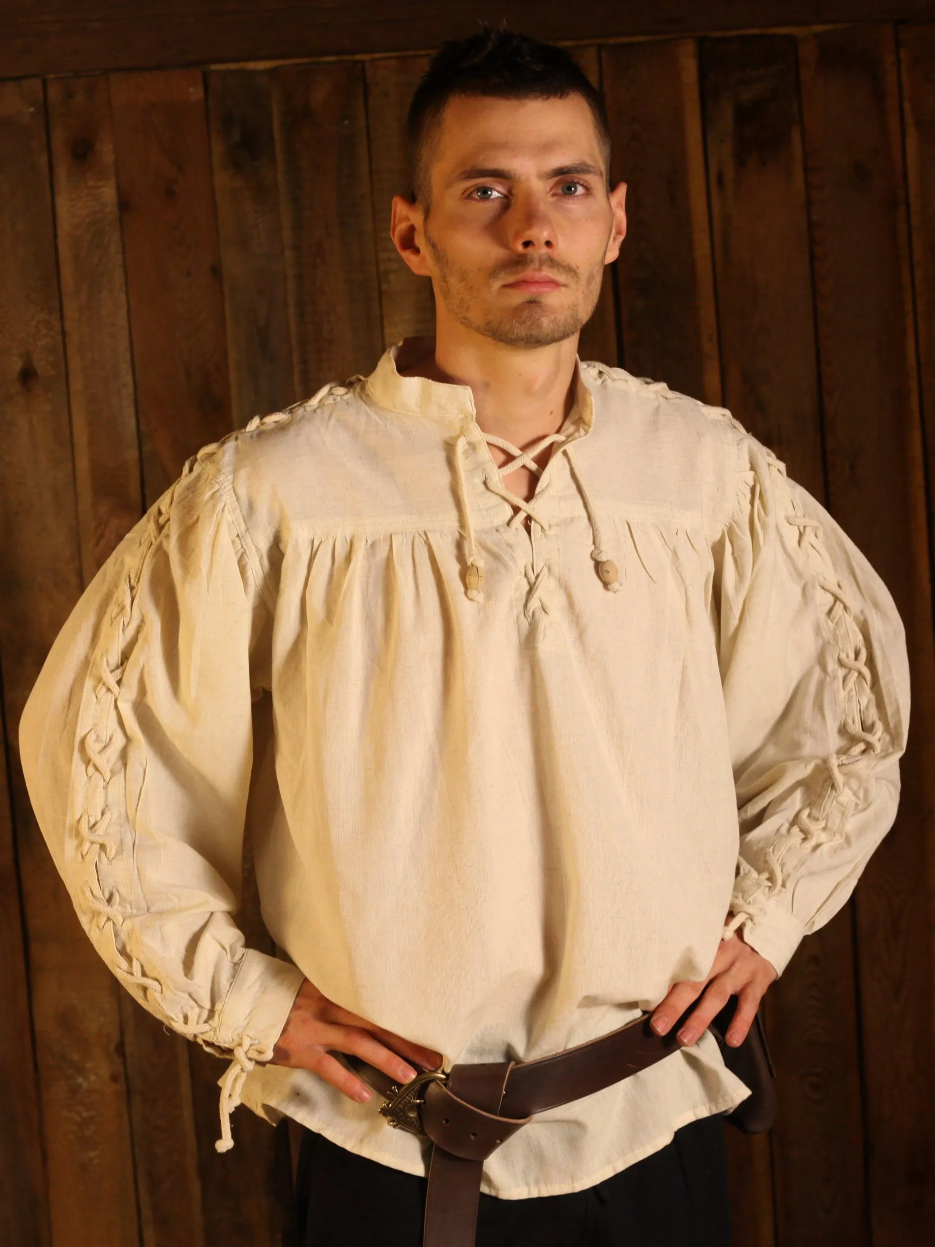 Mittelalter-Hemd, Ärmel geschnürt