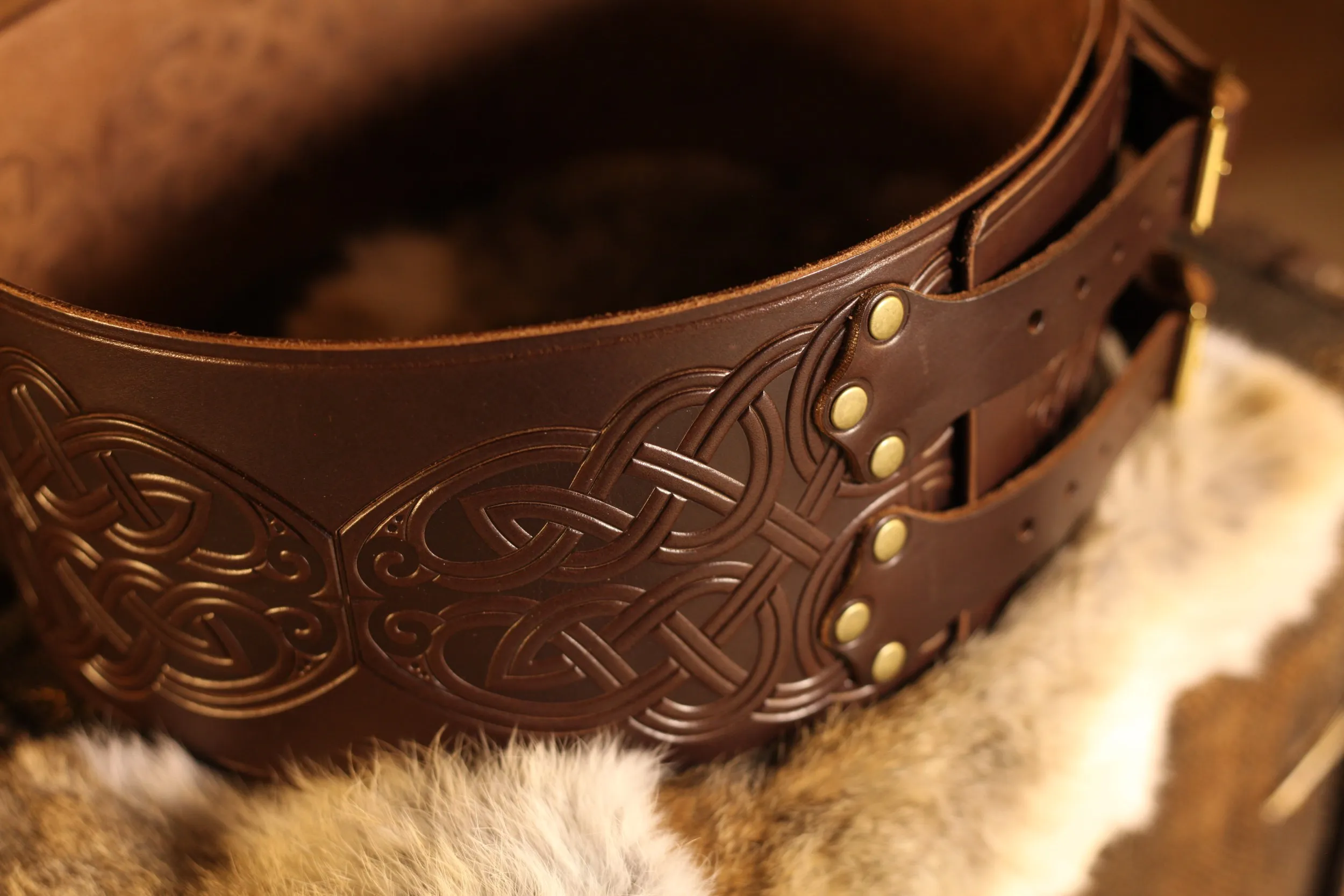 Breiter LARP Ledergürtel, dunkelbraun