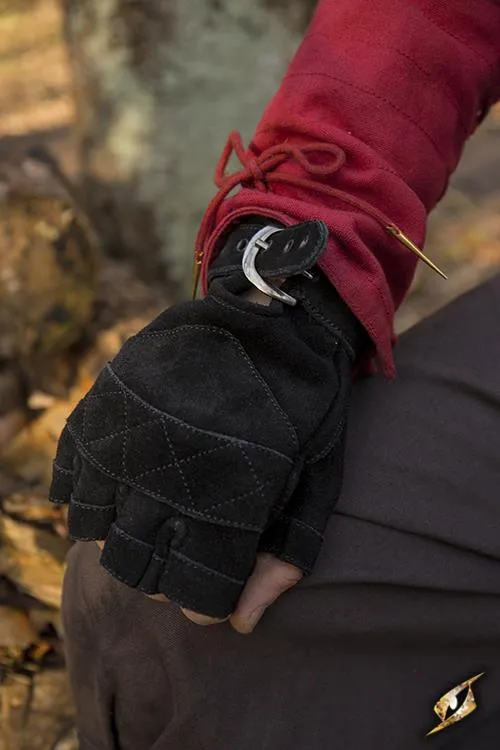 Fingerlose Handschuhe aus Rauhleder schwarz