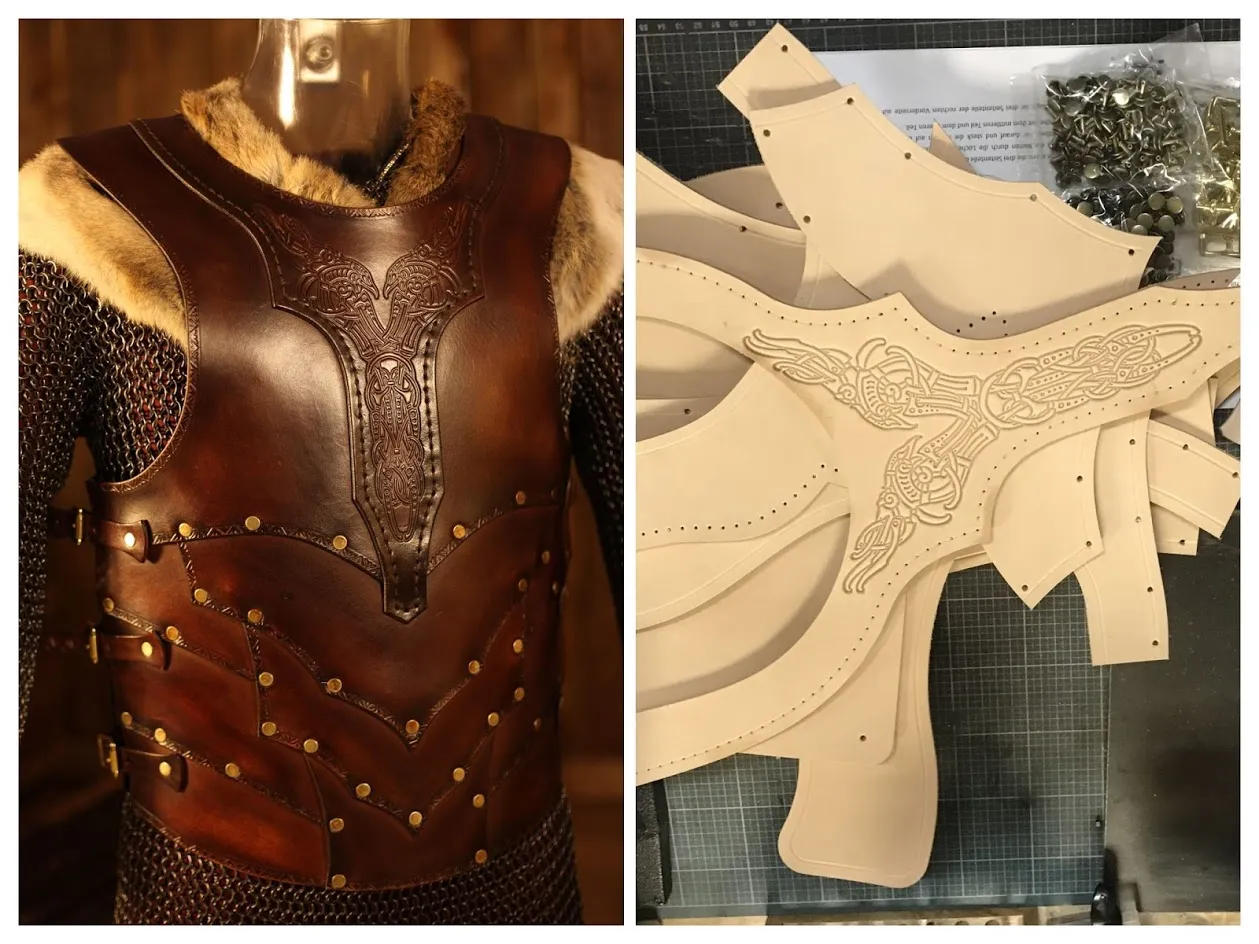 LARP Lederrüstung Draco Bausatz mit Handnaht