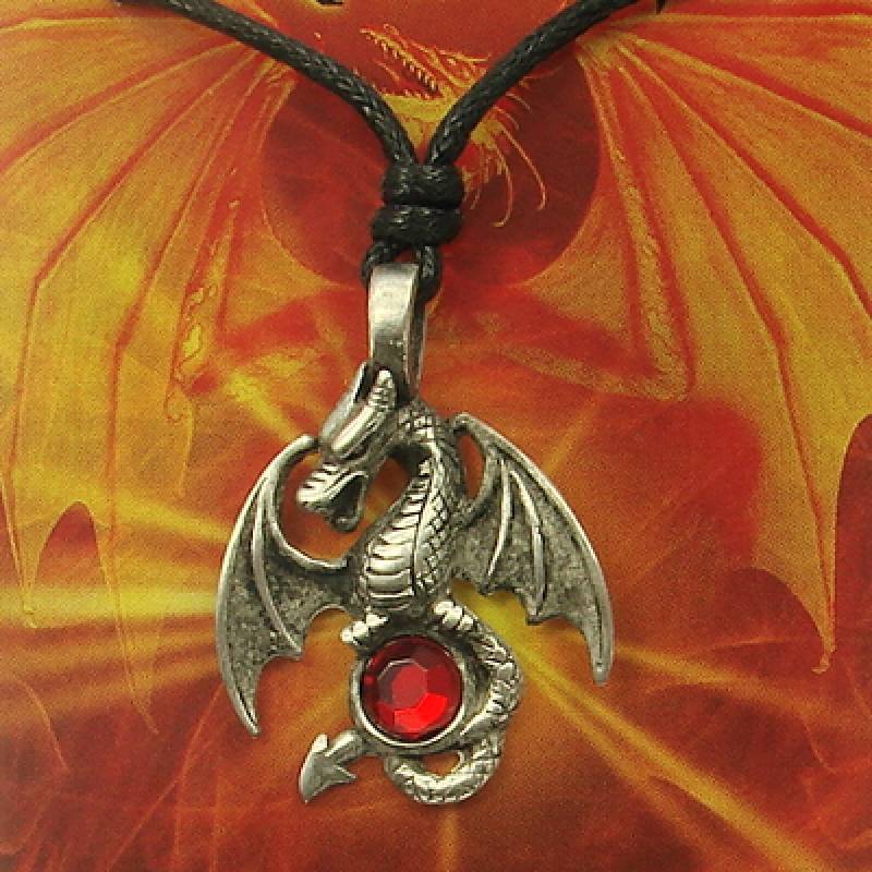 Zinnanhänger Drache mit Onyx