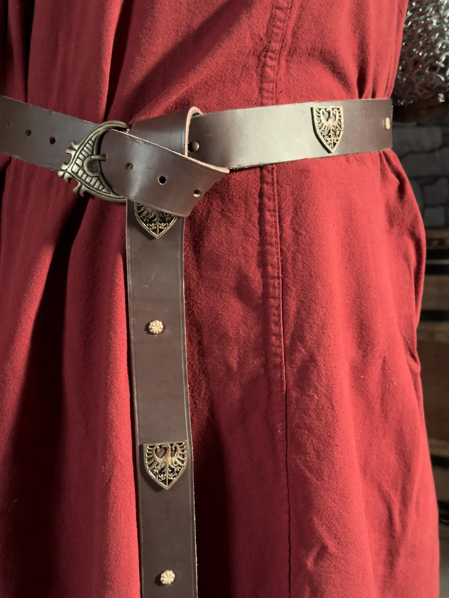 Edler Langgürtel mit Adlerwappen, 4cm, braun