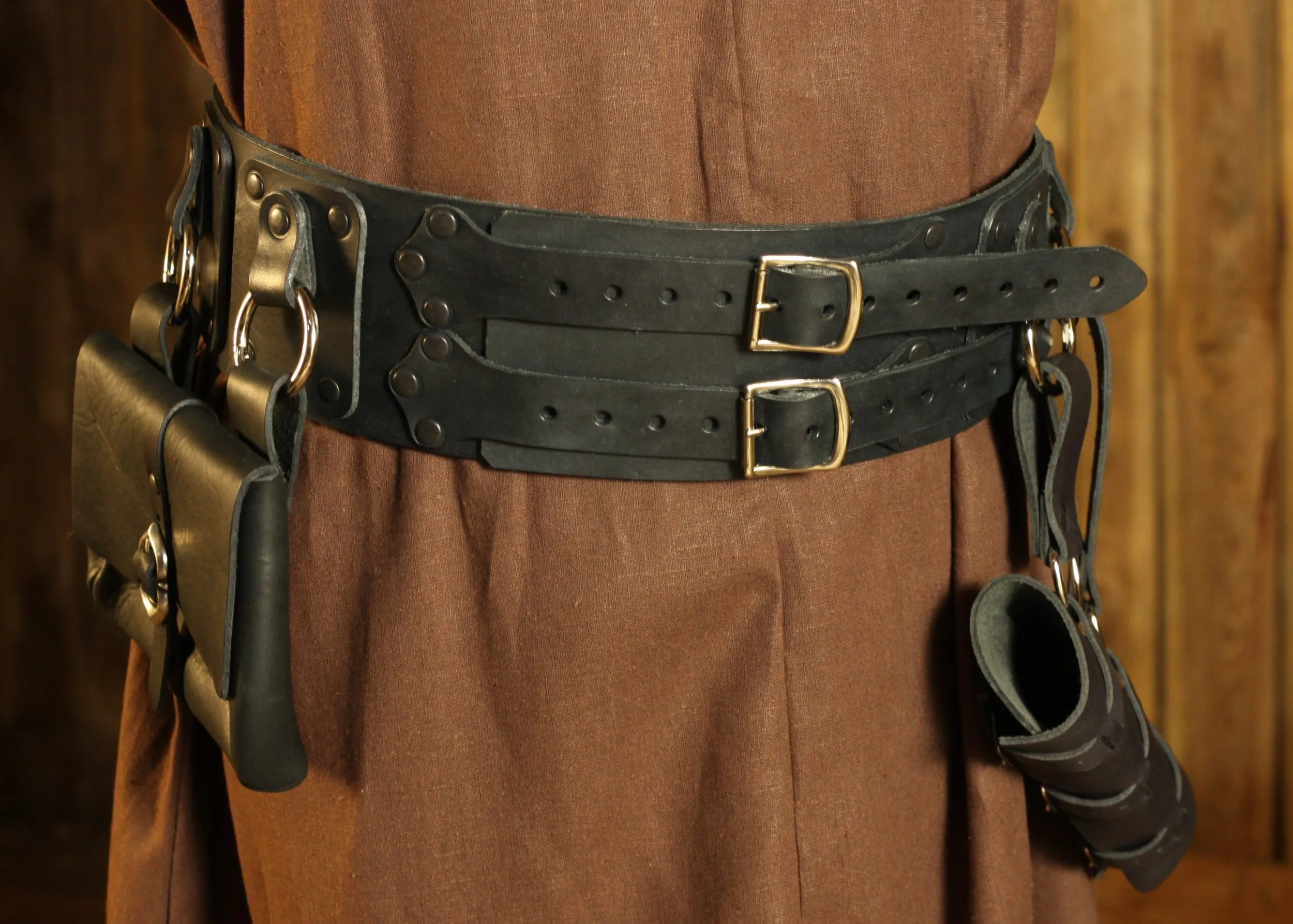 Breitgürtel aus Leder, 10cm, mit Ringen