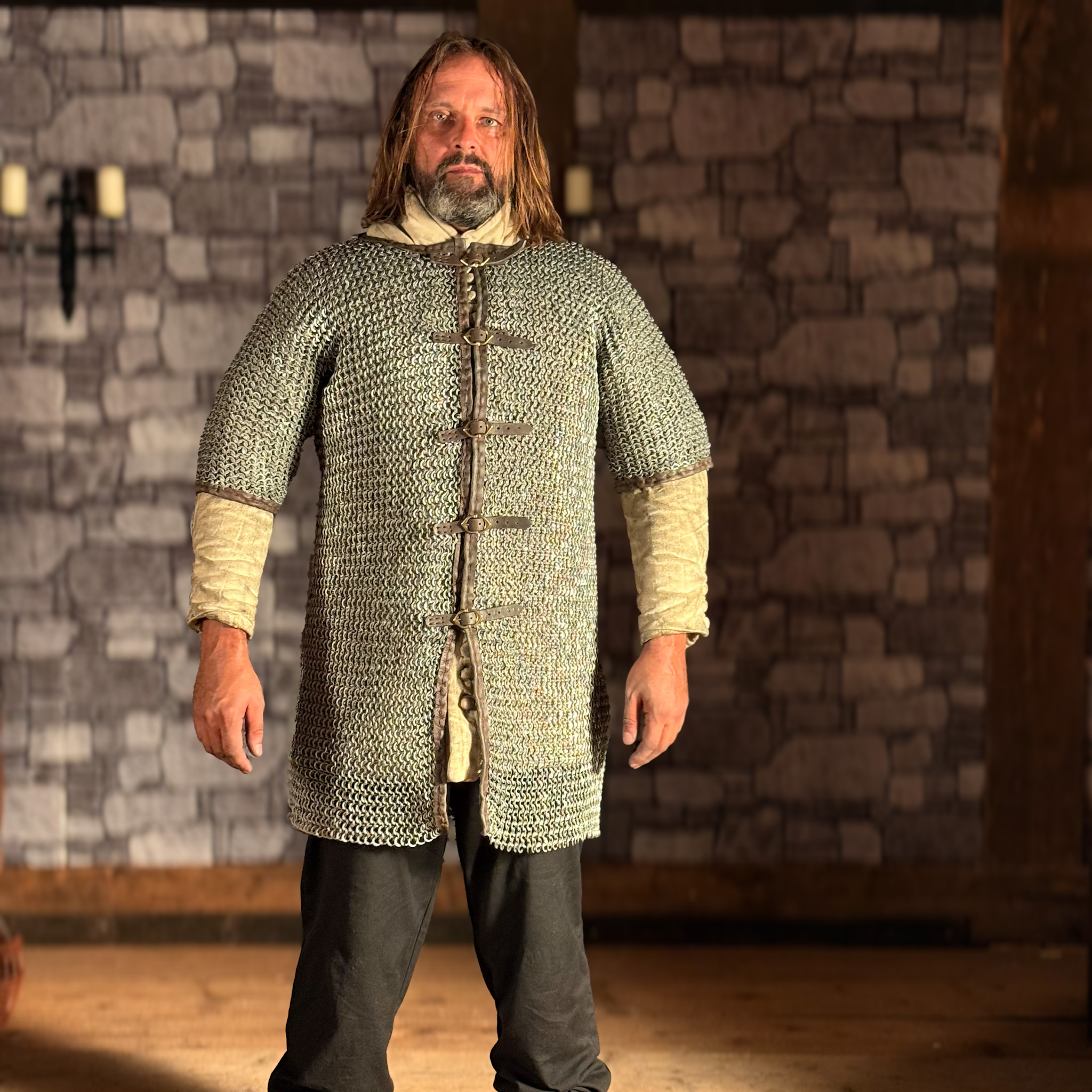 Kettenhemd Haubergeon m. Schnallen, vernietet, Alu