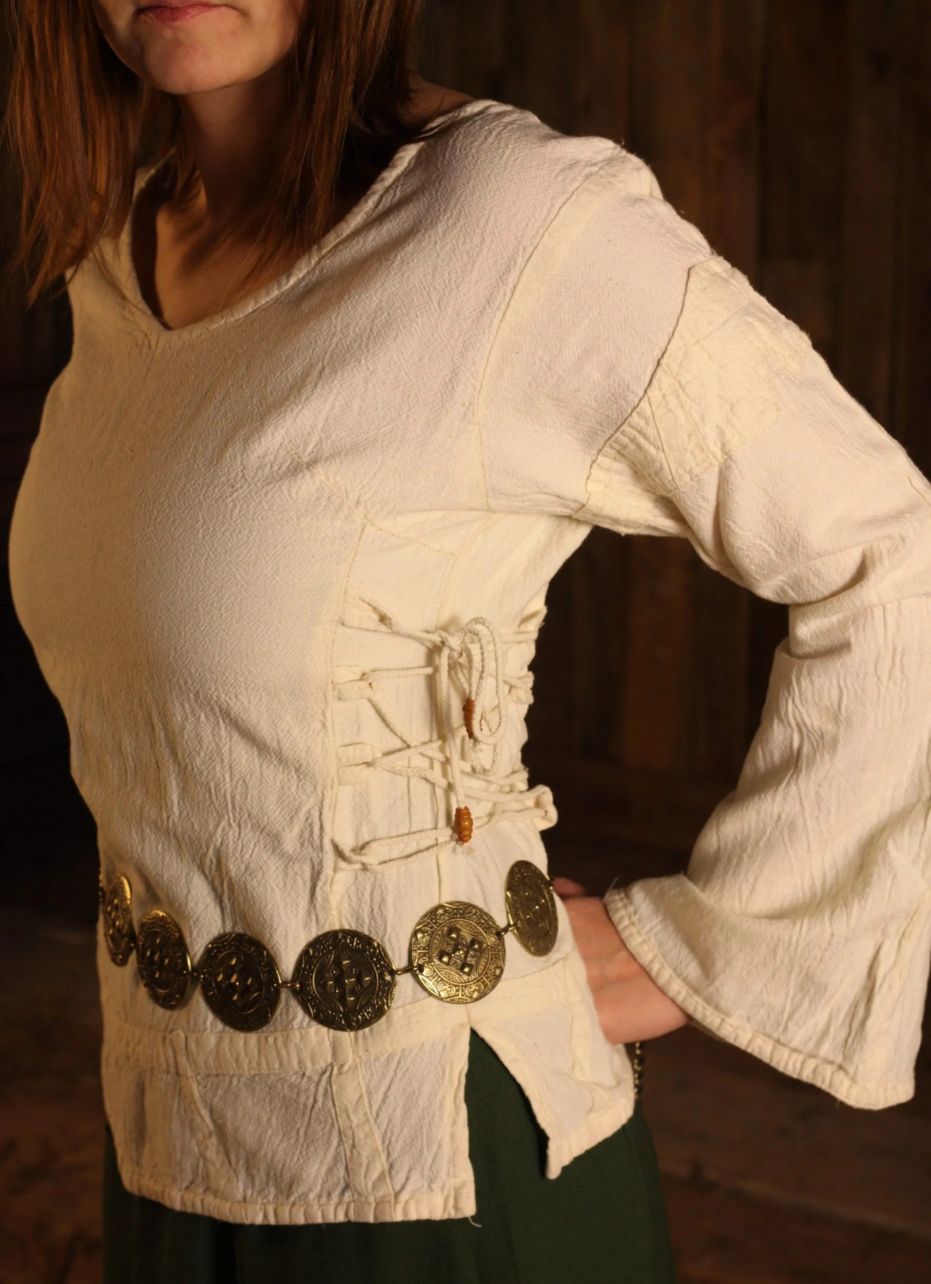 Mittelalterbluse, uni,  Baumwolle