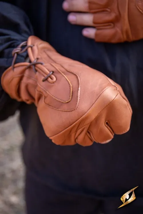 Fingerlose Dieb-Handschuhe aus Leder braun