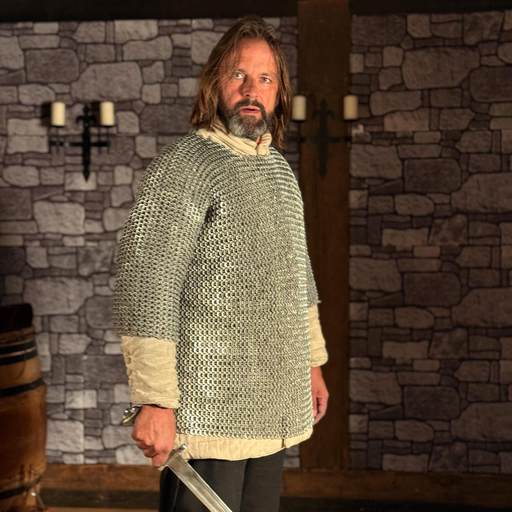 Kettenhemd aus Aluminium, 10mm, vernietet, Halbarm