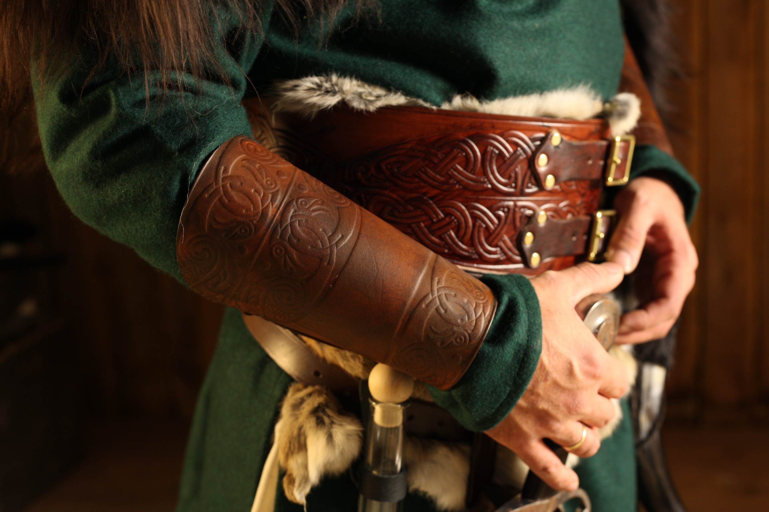 Breiter LARP Ledergürtel, braun